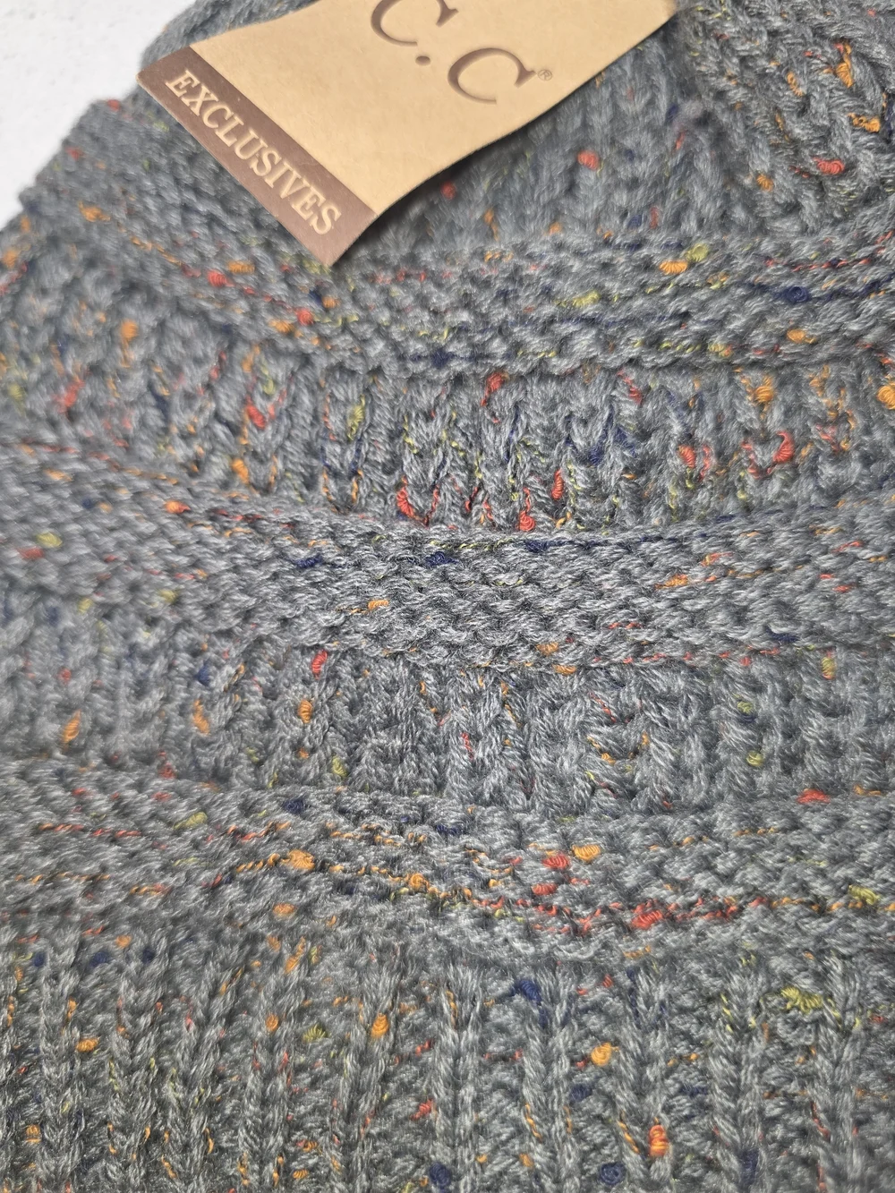 C.C Gray Knit Pom Beanie - Cozy Winter Hat